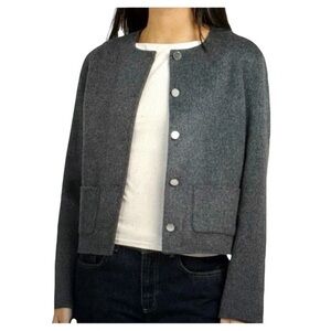 NWT THEORY Melange Winsome 2 Pocket Crop Top Wool & Cashmere Button Up Jacket, 8